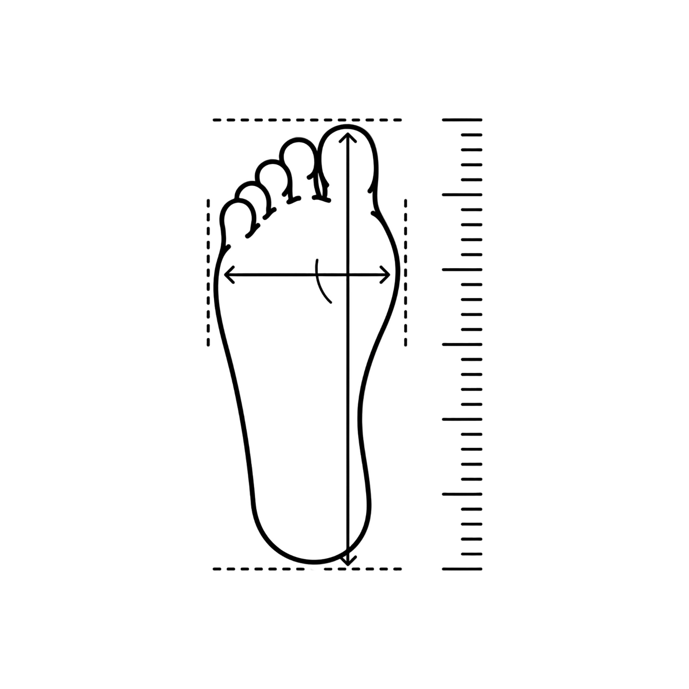 Foot length and width measurement diagram